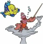 Disney Little Mermaid Scuttle Seagull Flounder Fish Sebastian Crab Lucifer Cat Mix - Filled Embroidery Design - 7947