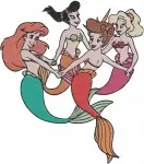 Disney Little Mermaid Ariel And Sisters Group Portrait Underwater Fun Poses - Filled Embroidery Design - 7977