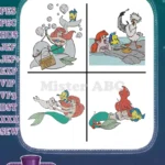 The Little Mermaid - Ariel Flounder Sebastian Max And Scuttle - Friends Above And Below Water - Disney Group - Filled Embroidery Design - Instant Download