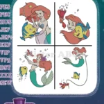 The Little Mermaid - Ariel Flounder And Sebastian - Magical Under The Sea Life - Bubbles And Mirror - Filled Embroidery Design - Instant Download