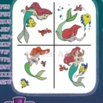 The Little Mermaid - Ariel Sebastian And Flounder - Cheerful Underwater Companions - Disney Mermaid - Filled Embroidery Design - Instant Download