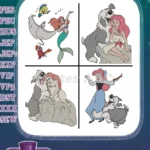 The Little Mermaid - Ariel With Max The Dog And Friendly Seal - On Land Adventures - Disney Princess - Filled Embroidery Design - Instant Download