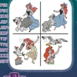 The Little Mermaid - Ariel With Max The Dog And Scuttle The Seagull - Shoreline Friends - Disney Characters - Filled Embroidery Design - Instant Download