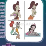 Disney Little Mermaid Ariel Sisters Attina Alana Adella Aquata Arista Andrina - Filled Embroidery Design - Instant Download