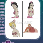 Disney Princess Mermaids Snow White Aurora Ariel With King Triton Underwater Designs - Filled Embroidery Design - Instant Download