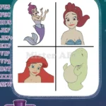 Disney Little Mermaid Ariel Portrait Ursula Human Vanessa Baby Seal Close Ups Set - Filled Embroidery Design - Instant Download