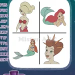 Disney Little Mermaid Ariel And Sisters Attina Alana Mermaid Portraits Collection - Filled Embroidery Design - Instant Download