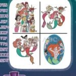 Disney Little Mermaid Ariel And Sisters Group Portrait Underwater Fun Poses - Filled Embroidery Design - Instant Download