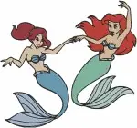 Disney Little Mermaid Ariel And Sisters Attina Alana Adella Lounging On Rocks Designs - Filled Embroidery Design - 7979