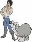 Disney Little Mermaid Prince Eric With Max Dog Grimsby Advisor In Disguise Designs - Filled Embroidery Design - 8006