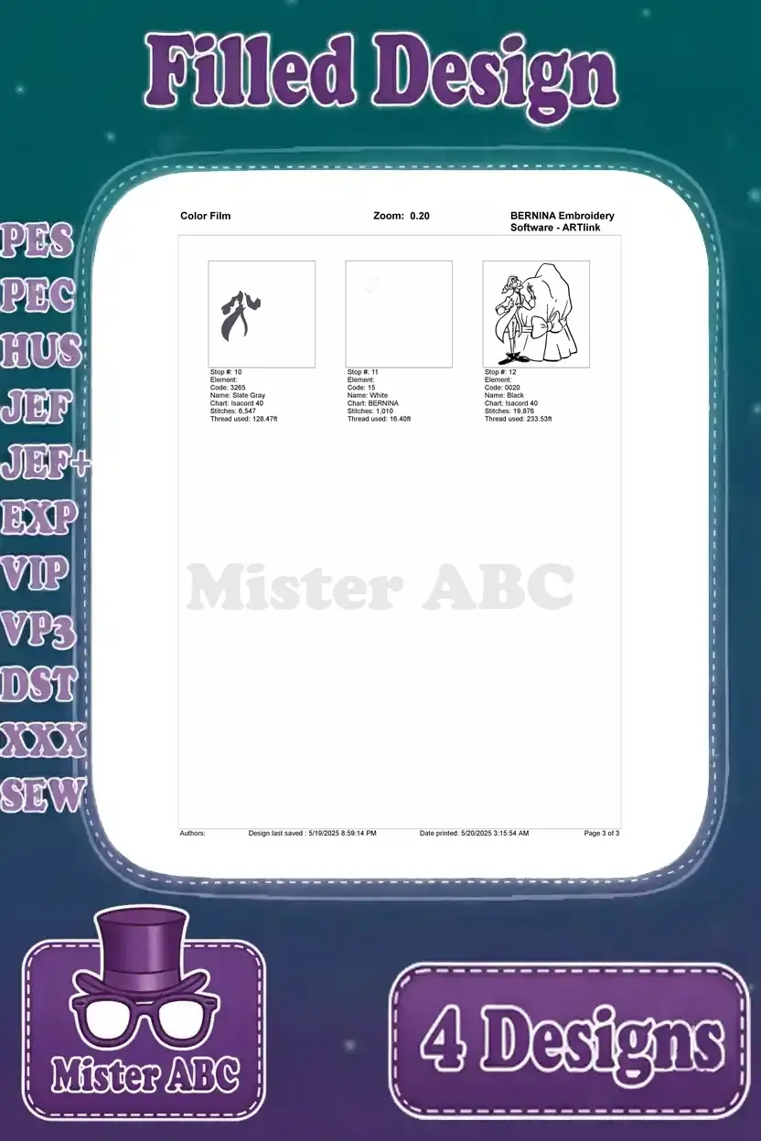 Second page of the color film for Grimsby holding a sack, illustrating further color and detail application.