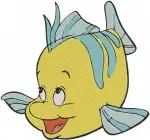 Disney Little Mermaid Flounder The Fish Ariels Best Friend Cute Poses - Filled Embroidery Design - 8024