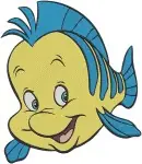 Disney Little Mermaid Flounder The Fish Ariels Best Friend Cute Poses - Filled Embroidery Design - 8026