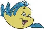 Disney Little Mermaid Flounder Fish Happy Swimming Scared Expressions - Filled Embroidery Design - 8028