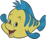 Disney Little Mermaid Flounder Fish Happy Swimming Scared Expressions - Filled Embroidery Design - 8029