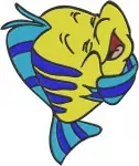 Disney Little Mermaid Flounder Fish Happy Swimming Scared Expressions - Filled Embroidery Design - 8030