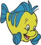 Disney Little Mermaid Flounder Fish With Chef Hat Waving Smiling Underwater Designs - Filled Embroidery Design - 8032