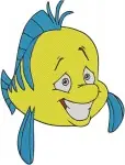 Disney Little Mermaid Flounder Fish With Chef Hat Waving Smiling Underwater Designs - Filled Embroidery Design - 8033