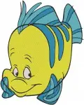 Disney Little Mermaid Flounder Fish In Water With Squid Playful Ocean Friend - Filled Embroidery Design - 8036
