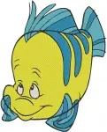 Disney Little Mermaid Flounder Fish In Water With Squid Playful Ocean Friend - Filled Embroidery Design - 8037