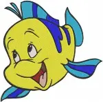 Disney Little Mermaid Flounder Fish Various Swimming Poses Yellow Blue Bundle - Filled Embroidery Design - 8040