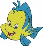 Disney Little Mermaid Flounder Fish Various Swimming Poses Yellow Blue Bundle - Filled Embroidery Design - 8042