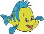 Disney Little Mermaid Flounder Fish Various Swimming Poses Yellow Blue Bundle - Filled Embroidery Design - 8043