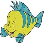 Disney Little Mermaid Flounder Fish Expressive Faces Happy Worried Cute Set - Filled Embroidery Design - 8044