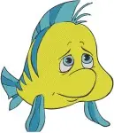 Disney Little Mermaid Flounder Fish Expressive Faces Happy Worried Cute Set - Filled Embroidery Design - 8047