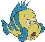 Disney Little Mermaid Flounder Fish Surprised Swimming Fast Underwater Friend Collection - Filled Embroidery Design - 8048