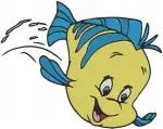Disney Little Mermaid Flounder Fish Surprised Swimming Fast Underwater Friend Collection - Filled Embroidery Design - 8051