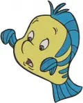 Disney Little Mermaid Flounder Fish Blowing Bubbles Sad Waving Expressions - Filled Embroidery Design - 8054