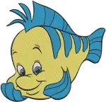 The Little Mermaid Flounder Fish Friend Various Cute Expressions And Poses - Filled Embroidery Design - 8057