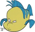 The Little Mermaid Flounder Fish Friend Various Cute Expressions And Poses - Filled Embroidery Design - 8058