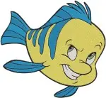 The Little Mermaid Flounder Fish Friend Various Cute Expressions And Poses - Filled Embroidery Design - 8059