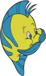 The Little Mermaid Flounder Yellow And Blue Fish Various Character Portraits - Filled Embroidery Design - 8062