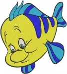 The Little Mermaid Flounder Yellow And Blue Fish Various Character Portraits - Filled Embroidery Design - 8063