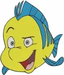 The Little Mermaid Flounder Yellow And Blue Fish Various Character Portraits - Filled Embroidery Design - 8064