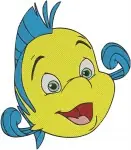 The Little Mermaid Flounder Yellow And Blue Fish Various Character Portraits - Filled Embroidery Design - 8065