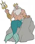 The Little Mermaid King Triton Ruler Of Atlantica With Trident Powerful Poses - Filled Embroidery Design - 8069