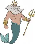 The Little Mermaid King Triton Ariels Father Various Regal And Stern Poses - Filled Embroidery Design - 8077