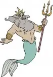 The Little Mermaid King Triton With Trident Various Sitting And Thoughtful Poses - Filled Embroidery Design - 8079