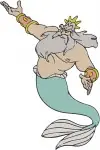 The Little Mermaid King Triton With Trident Various Sitting And Thoughtful Poses - Filled Embroidery Design - 8080