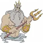 The Little Mermaid King Triton With Trident Various Sitting And Thoughtful Poses - Filled Embroidery Design - 8081