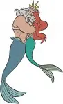 The Little Mermaid King Triton And Ariel Father Daughter Interactions And Poses - Filled Embroidery Design - 8082
