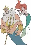The Little Mermaid King Triton And Ariel Father Daughter Interactions And Poses - Filled Embroidery Design - 8085