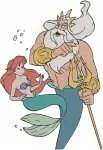 The Little Mermaid King Triton And Ariel More Father Daughter Moments Collection - Filled Embroidery Design - 8086