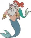 The Little Mermaid King Triton Ariel Flounder And Sebastian Group Character - Filled Embroidery Design - 8090
