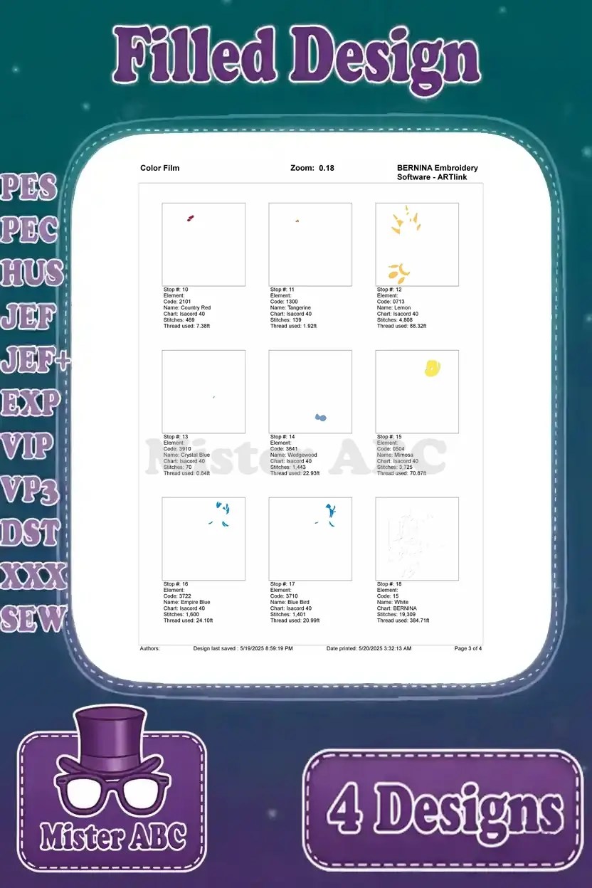Color film page 2 for the second filled embroidery design, showing middle color stops and details.
