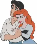 The Little Mermaid Ariel In Purple Dress Melody Daughter And Ariel Flounder - Filled Embroidery Design - 8115